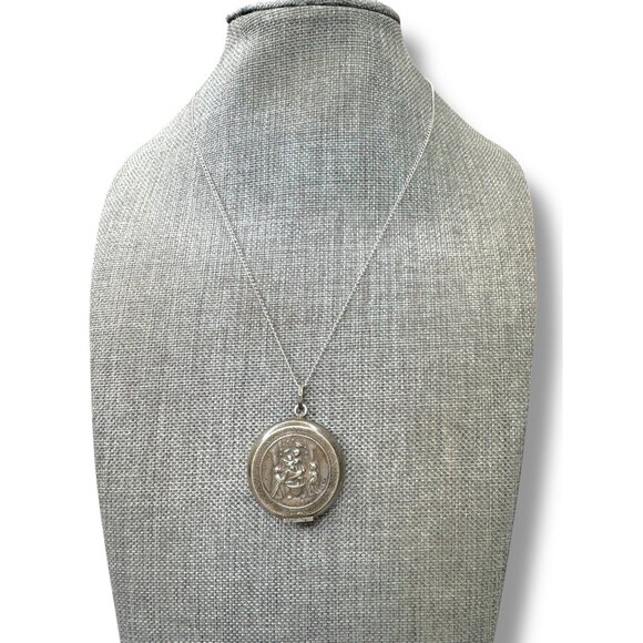 CD Jewelry - Antique 800 Silver Religious Christian Sterling Necklace 15" Hallmarked CD